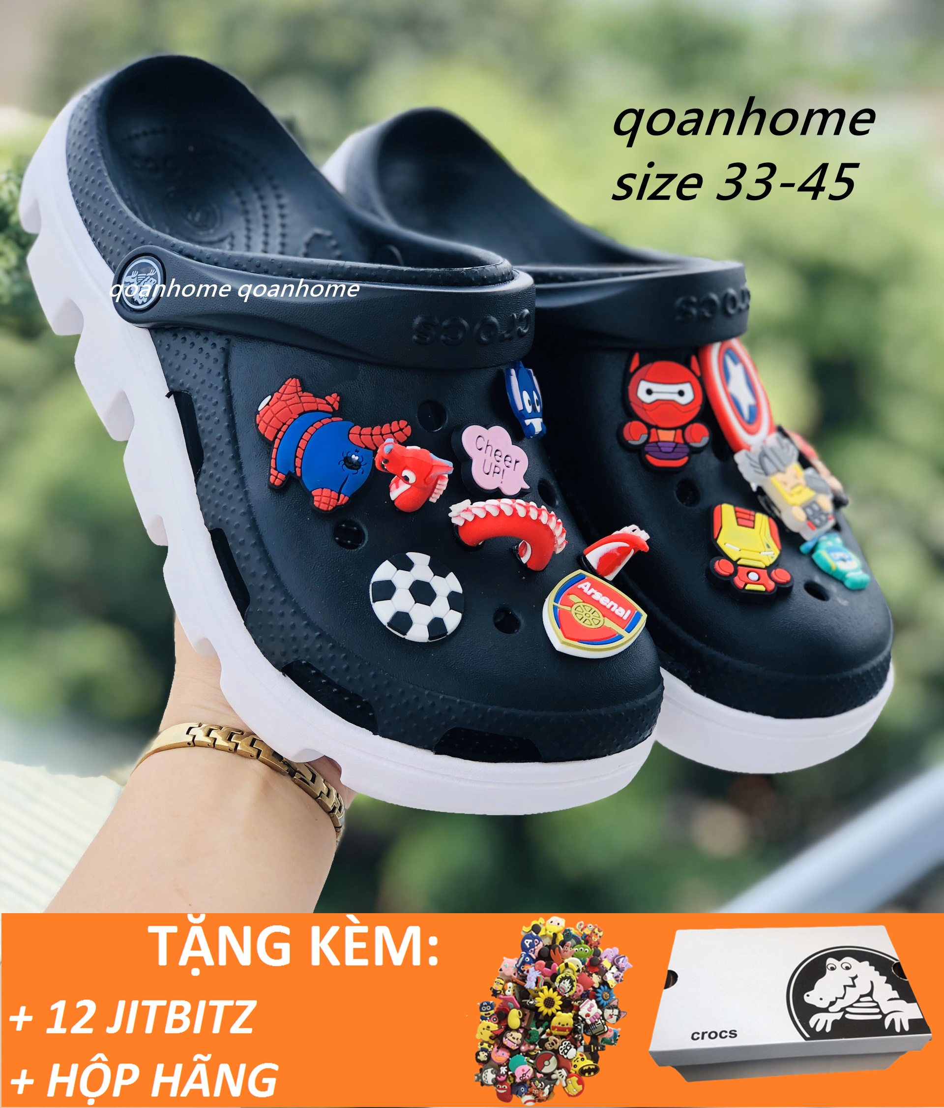 DÉP CÁ SẤU CROCS ĐEN ĐẾ TRẮNG- DÉP QUAI NGANG CROCS DUET SPORT -  DÉP CÁ SẤU - DÉP QUAI NGANG CÁ SẤU - DÉP SỤC- DÉP CROCS
