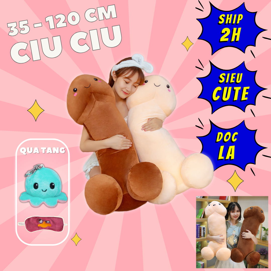Thú nhồi bông ciu ciu siêu đáng yêu - Quà tặng gấu bông ciu ciu - Size từ 70cm đến 100cm - Gối ôm ciu ciu kem nâu
