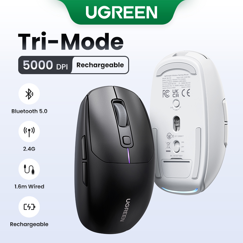 Ugreen mu103 wireless mouse silent computer mouse with usb receiver mouse, 5000 dpi small flat portable mice for pc, laptop, computer, chromebook, macbook model:90539