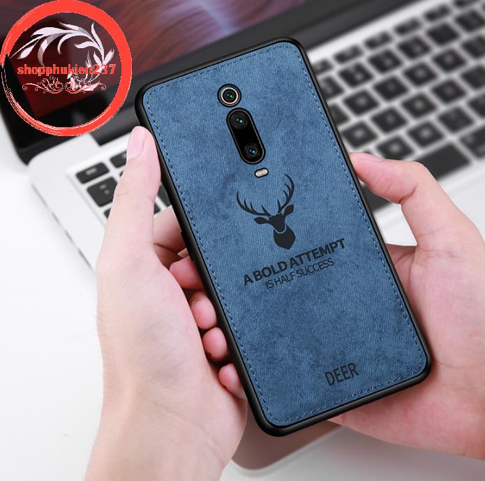 Ốp lưng xiaomi redmi k20 k20 pro ốp vải jean khắc hình nai cao cấp