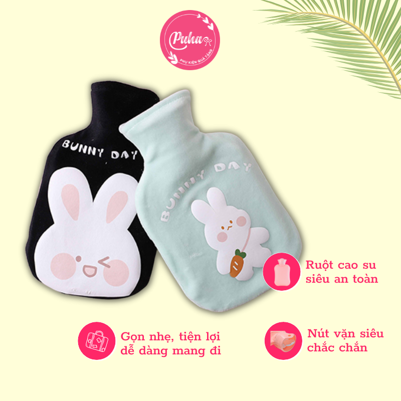 [HCM]Túi Chườm Nước Nóng Sưới Ấm Giữ Nhiệt Chườm Bụng Giảm Đau Hiệu Quả -Nhiều Màu Lựa Chọn Puha 350ml Vải Bông Mềm Mại - Đổ nước nóng sử dụng trực tiếp.