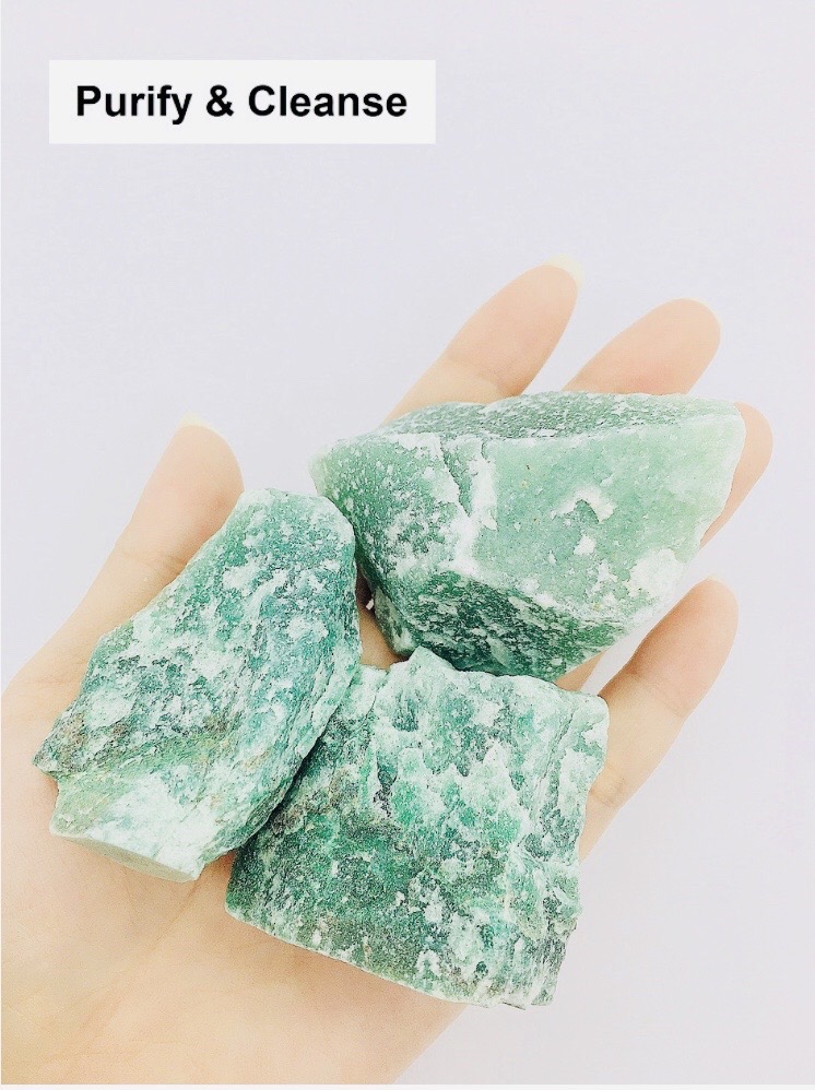 Purify & Cleanse Raw Stone Aventurine Healing Stone Đá Thanh Tẩy Thô Thạch Anh Xanh Size 5cm