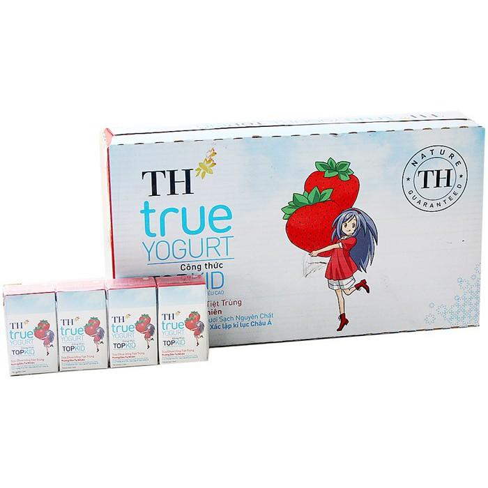 Thùng 48 hộp Sữa Chua Uống TH True Milk TopKid Vị Dâu Hộp 110ml