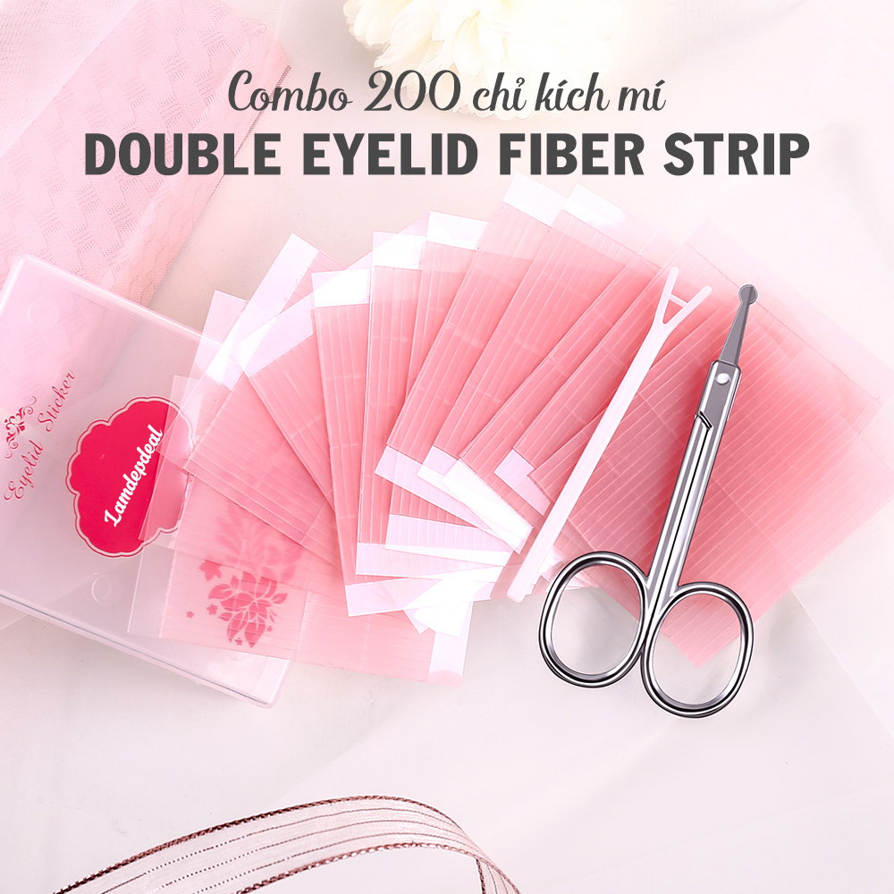Combo 200 Sợi Chỉ Kích Mí Double Eyelid + Kích mí chỉ tàng hình dán kích mí mắt trong suốt kích mí có sẵn keo - Tặng kèm que kích mí + kéo cắt chỉ đầu tròn. - Lamdepdeal