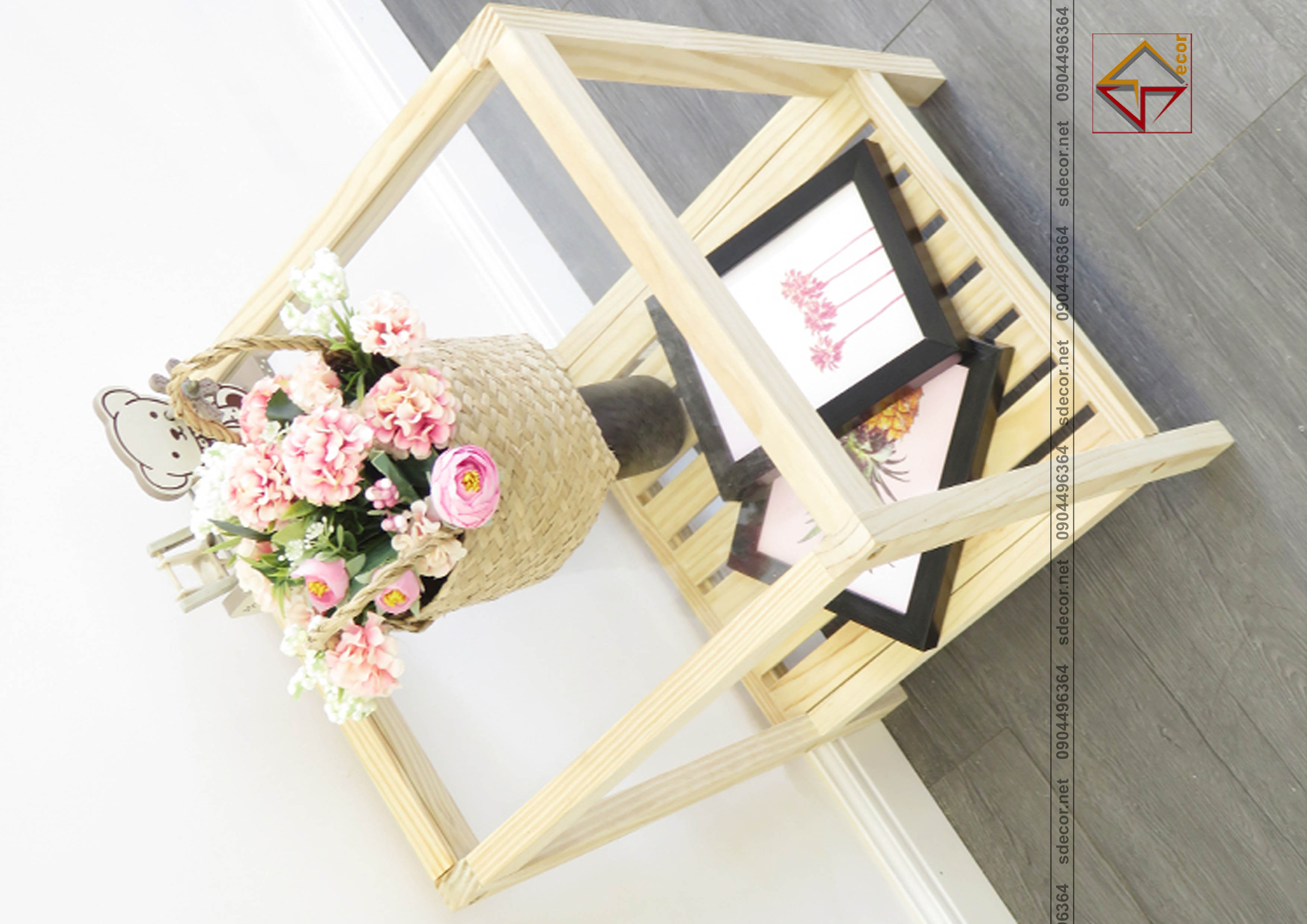 Kệ đầu giường gỗ thông - kệ đa năng - kệ đầu giường mặt gương - kệ gỗ thông - kệ gỗ tab đầu giường