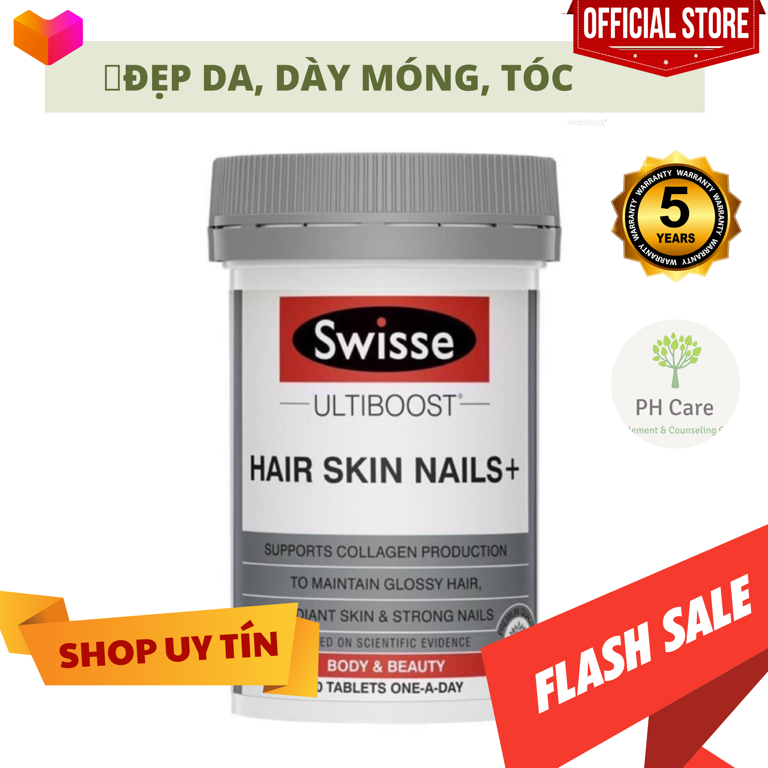Viên uống Swisse Hair Skin Nails 60 viên đẹp da móng tóc