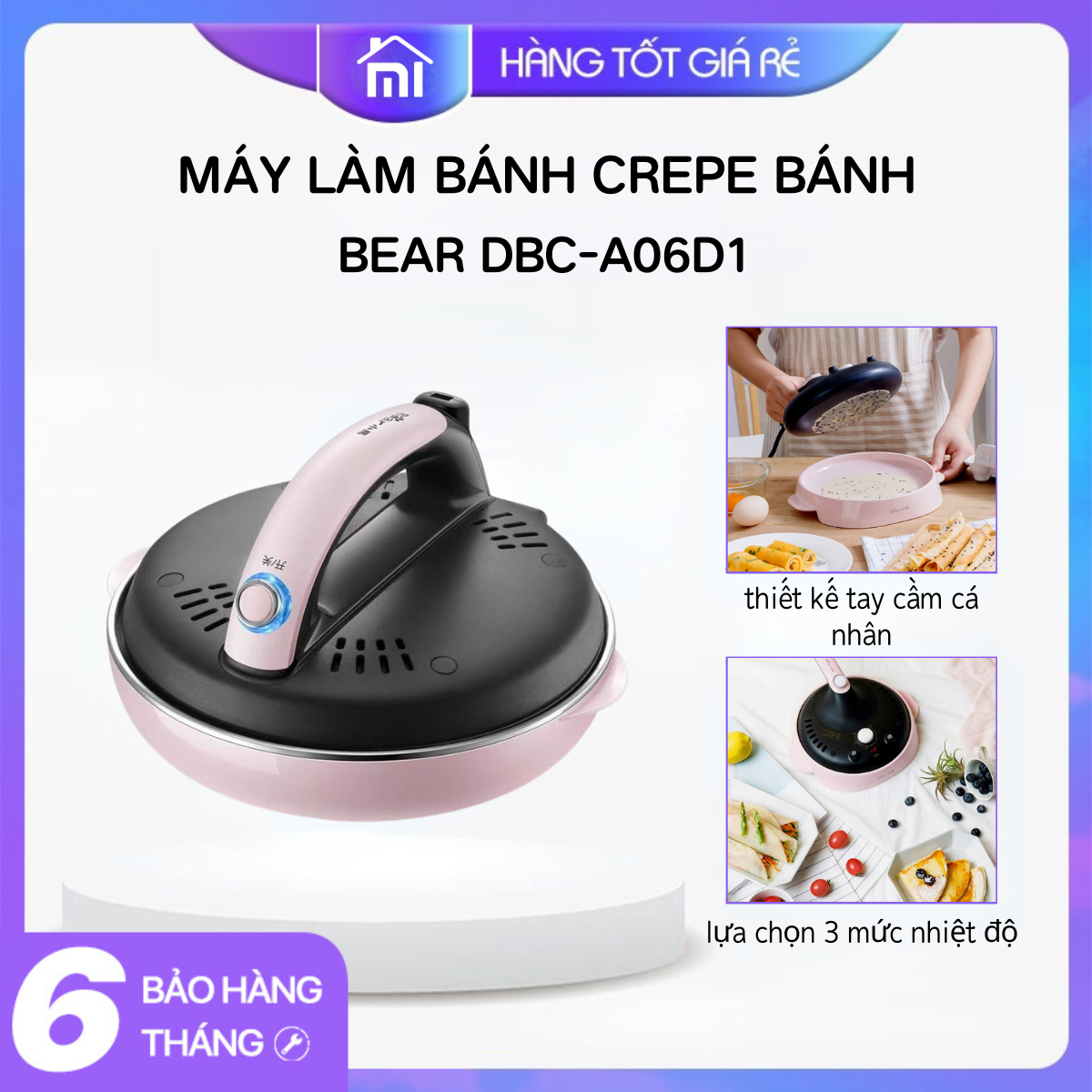 Máy làm bánh crepe bánh cuốn bánh tráng cao cấp Bear DBC - A06D1 - Mijia