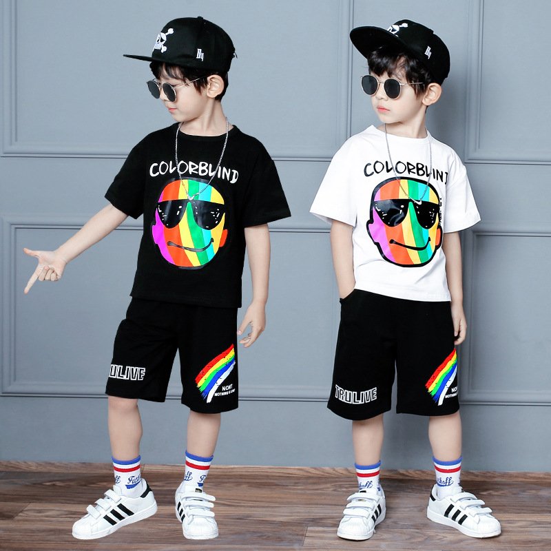 Bộ đồ bé trai, quần áo trẻ em nam, quần áo bé trai thun cotton họa tiết mặt cười dễ thương cho bé trai 16-40kg