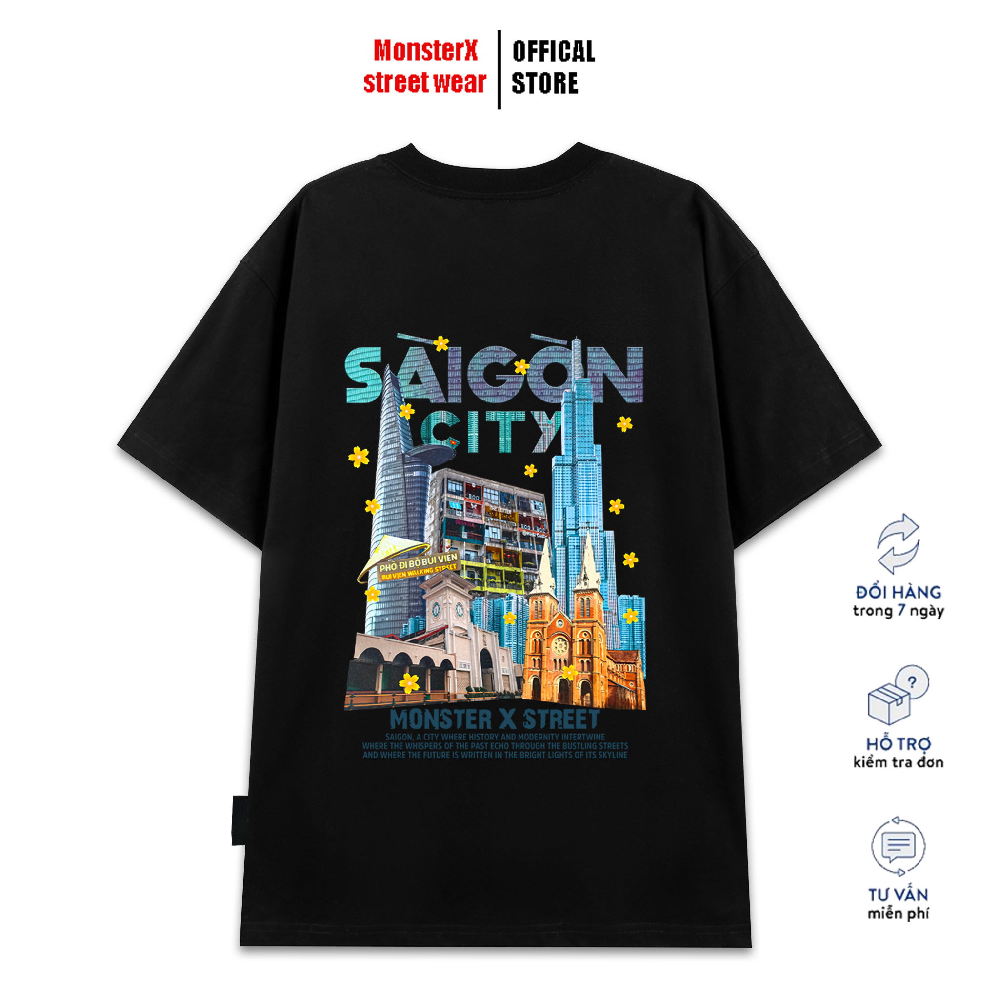 Áo thun unisex MONSTER X STREET SÀI GÒN TOWER phông tay lỡ nam nữ form rộng Local Brand