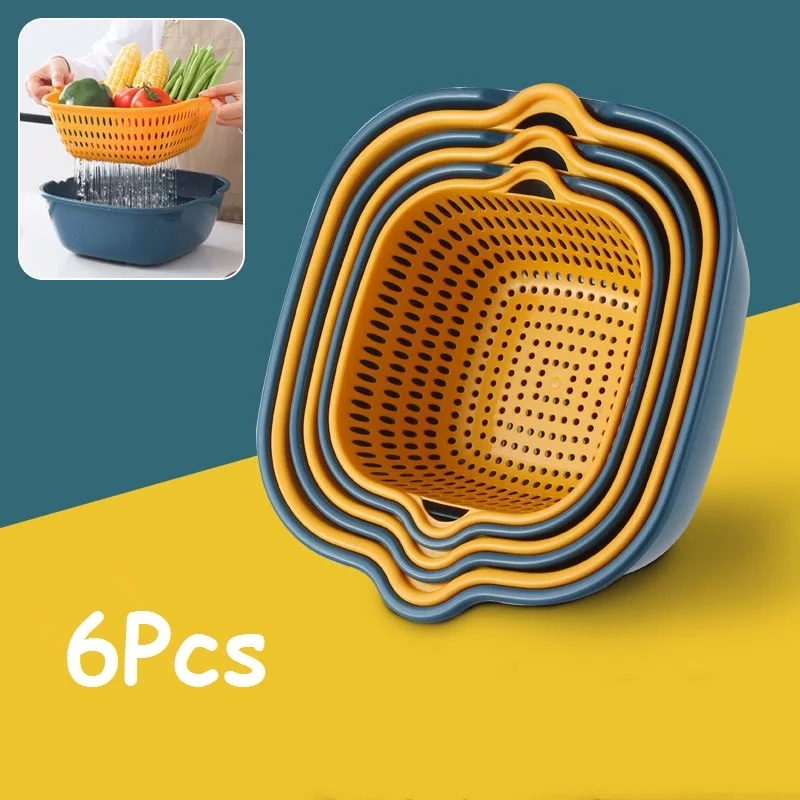 BỘ 6 THAU RỔ NHỰA ĐA NĂNG