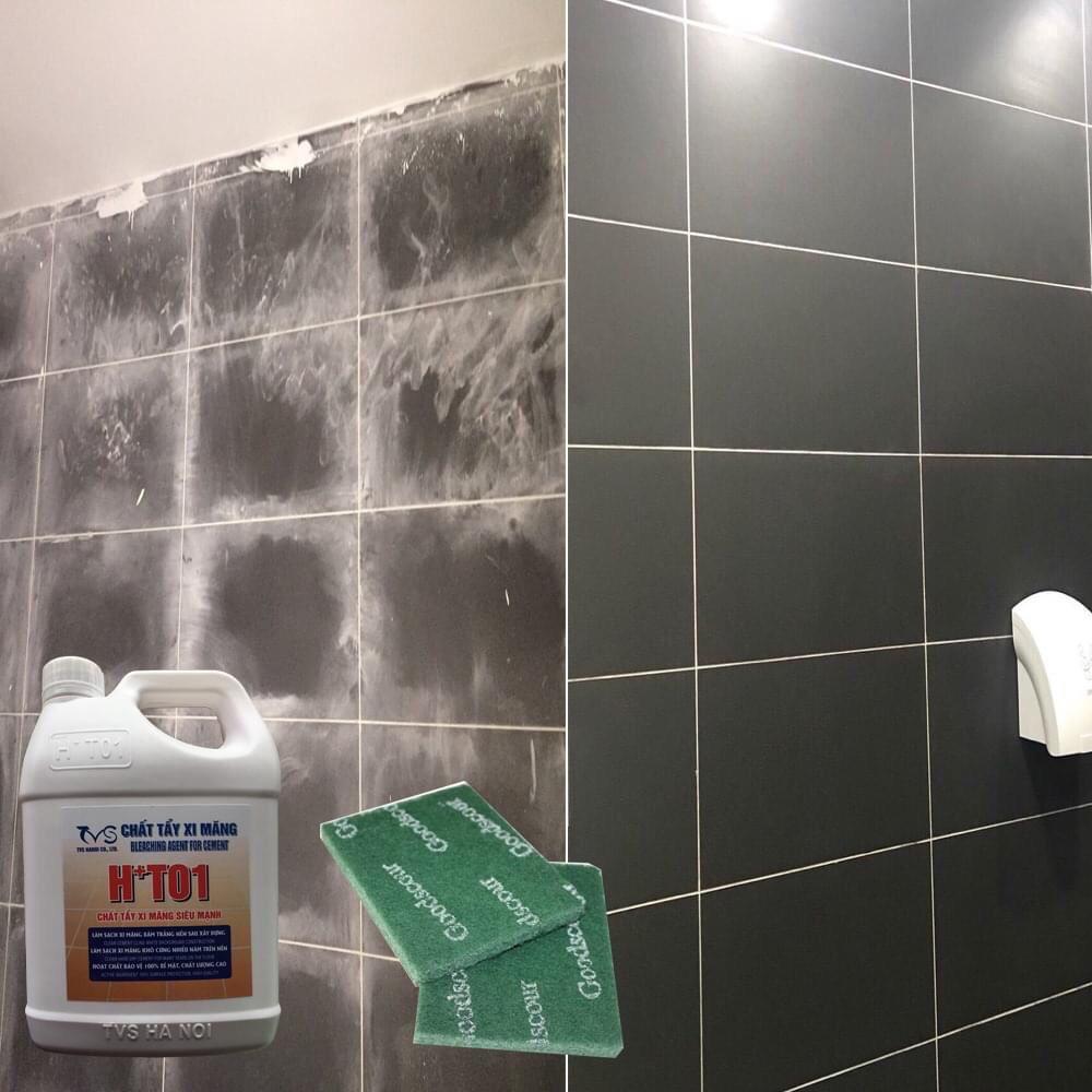 Chất tẩy xi măng HT01, tẩy ron gạch loại mạnh nhất tặng pad chà rửa, tẩy rong rêu cũ bẩn, đất cát, gỉ sét