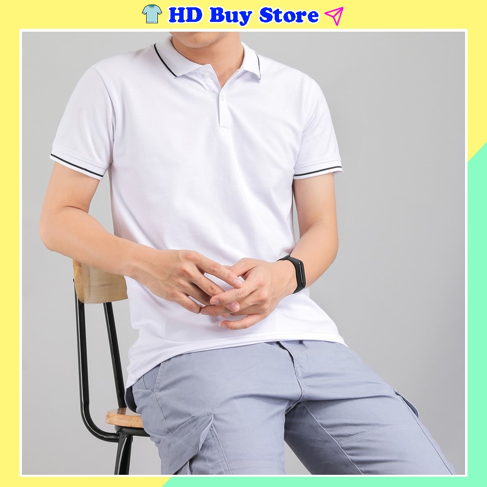 Áo polo nam trơn màu trắng thời trang cao cấp vải poly cá sấu siêu đẹp