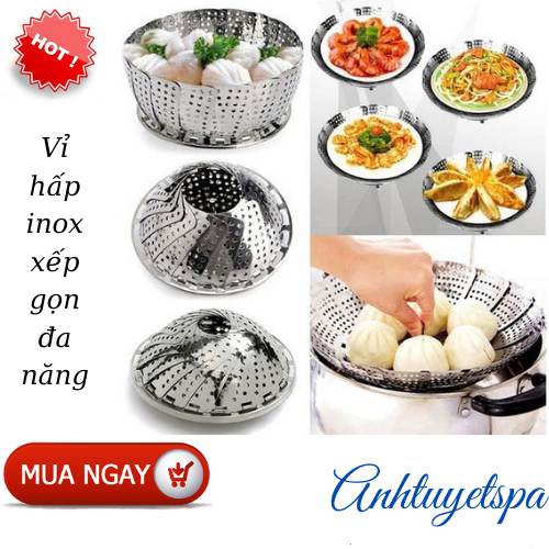Vỉ hấp ,đồ xôi inox xếp gọn đa năng tiện lợi