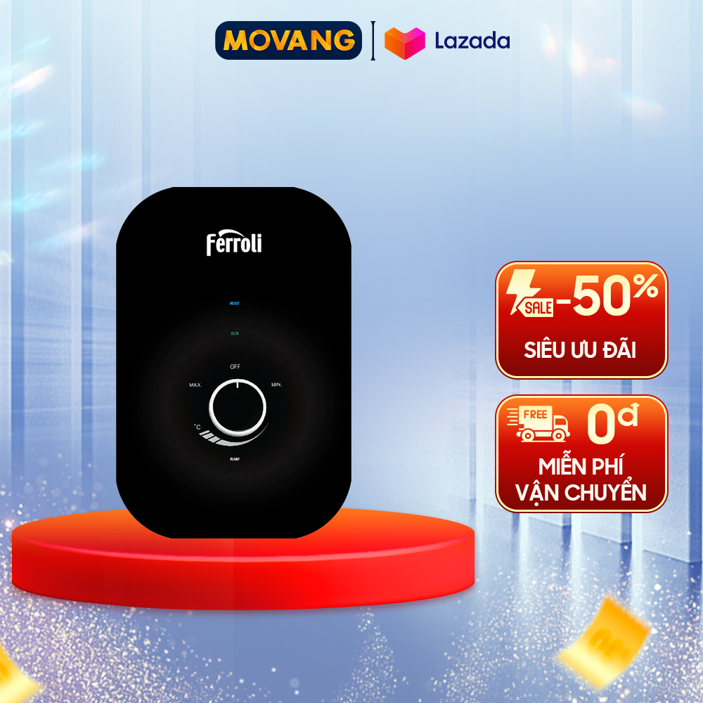 - máy nước nóng ferroli amore gsp -công suất: 4500w nhiệt độ: 55°c rơ le chống quá nhiệt