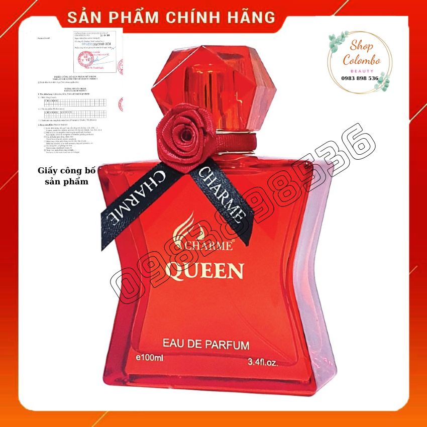 Nước hoa nữ charme queen 100ml chính hãng nước hoa pháp lưu hương lâu ngọt ngào sang trọng quyến rũ