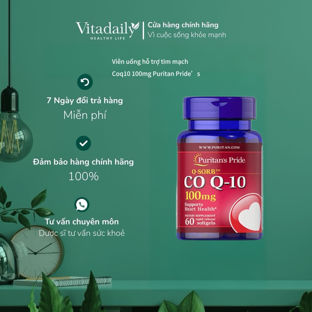 Viên uống hỗ trợ tim mạch coq10 100mg puritan's pride
