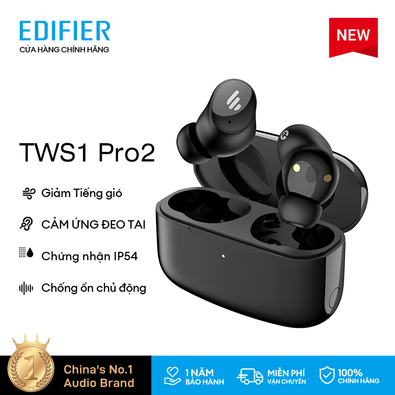 Tai nghe Bluetooth không dây chính hãng Edifier TWS1 Pro/TWS1 Pro2 V5.3 Chống ồn chủ động, giảm tiếng gió, cảm ứng tự động khi đeo