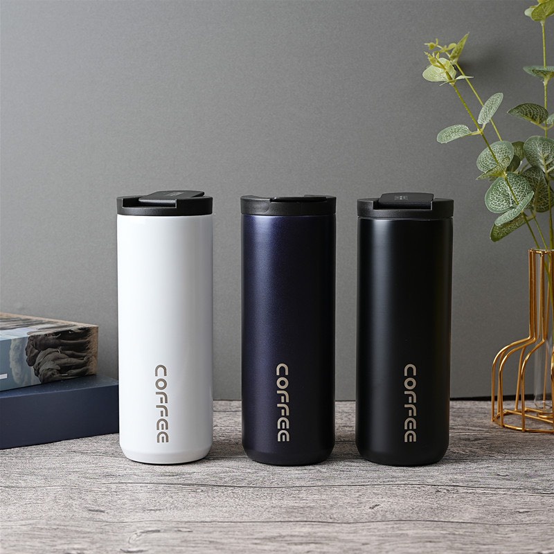 Ly giữ nhiệt cà phê chân không cao cấp nắp chống đổ, bình giữ nhiệt coffee inox 304 dung tích 400ml