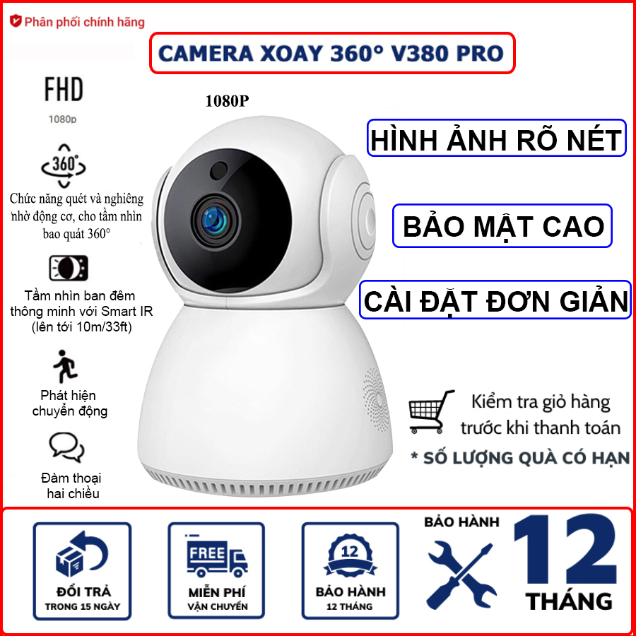 Camera Wifi V380 Pro FULLHD 1080P Camera Giám Sát Hồng Ngoại