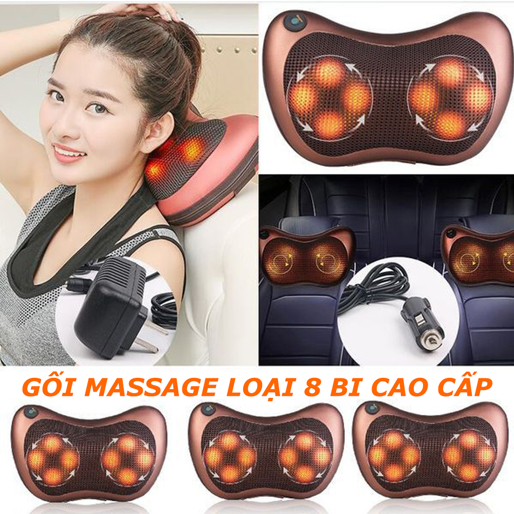 Gối Massage Hồng Ngoại, Gối Massage Hồng Ngoại 8 Bi, Gối Mát Xa Hồng Ngoại. Sưởi Nóng Bằng Tia Hồng Ngoại, Bảo Hành 6 Tháng lỗi 1 Đổi 1 Toàn Quốc - GIÁ GIẢM SỐC!