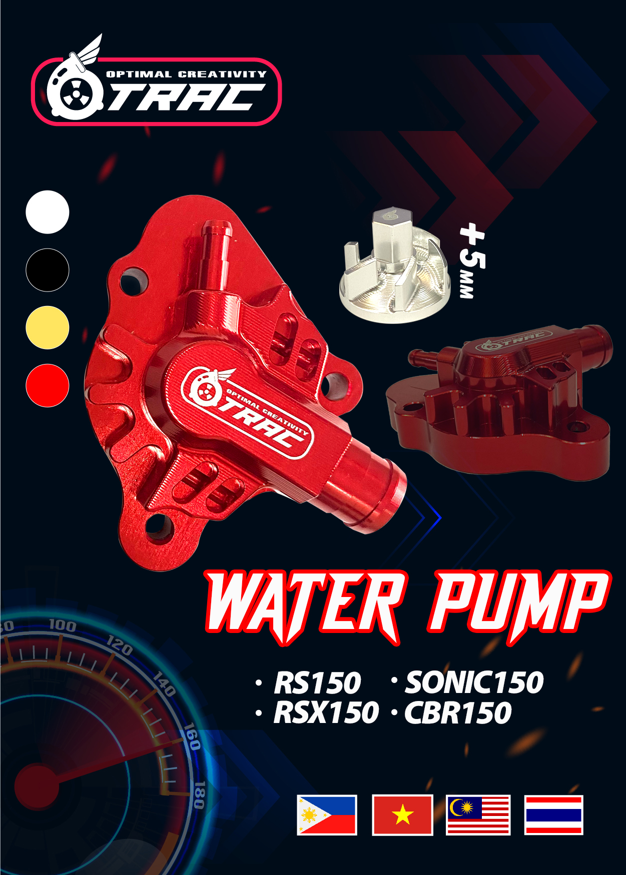 Cụm bơm nước + 5 mm cánh quạt bơm nước cnc cho winner / winner x / sonic 150 trac