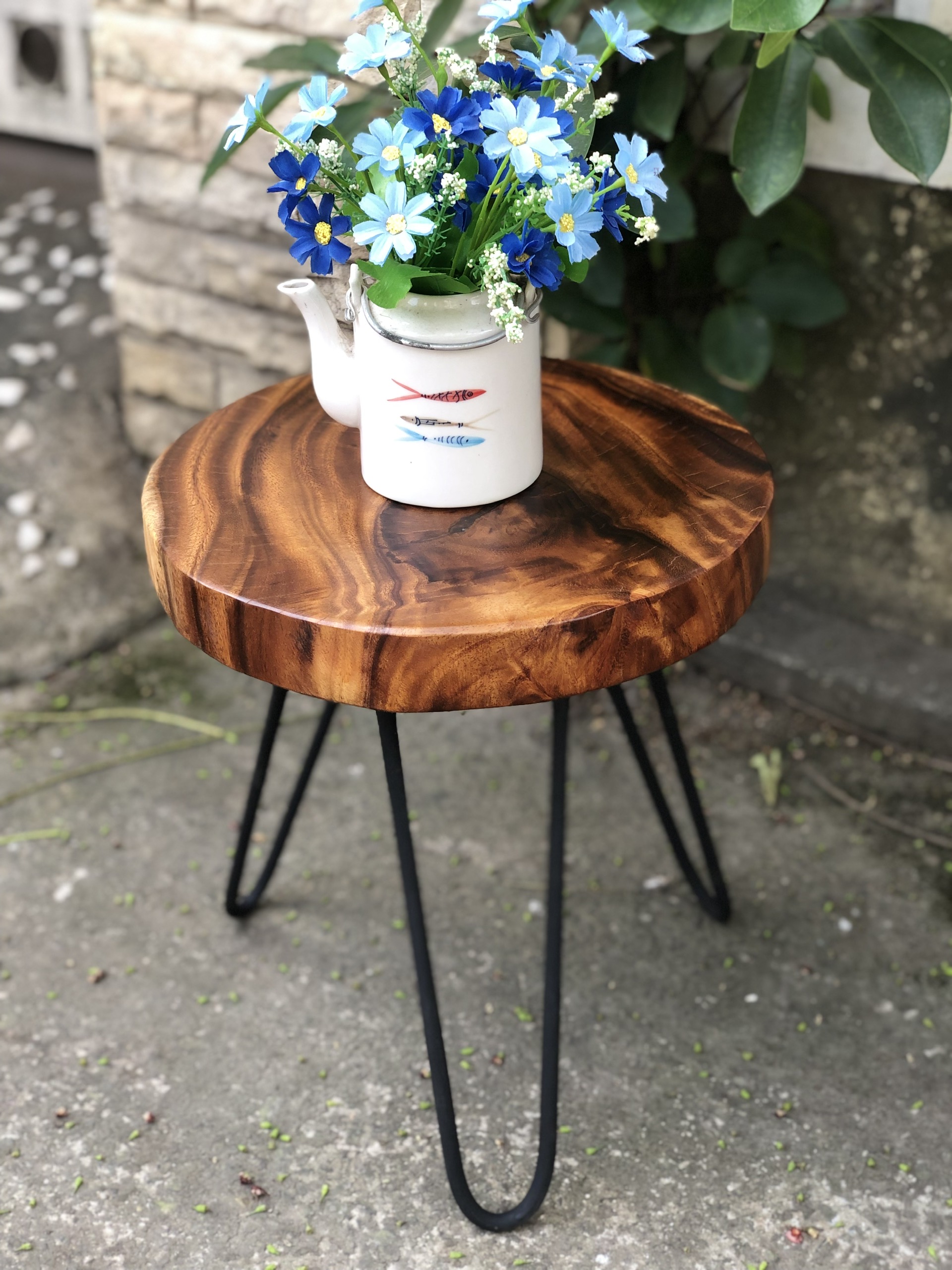 Ghế, Kệ Decor gỗ me tây tự nhiên-ĐK 30cm-Vít lục giác dễ lắp ráp