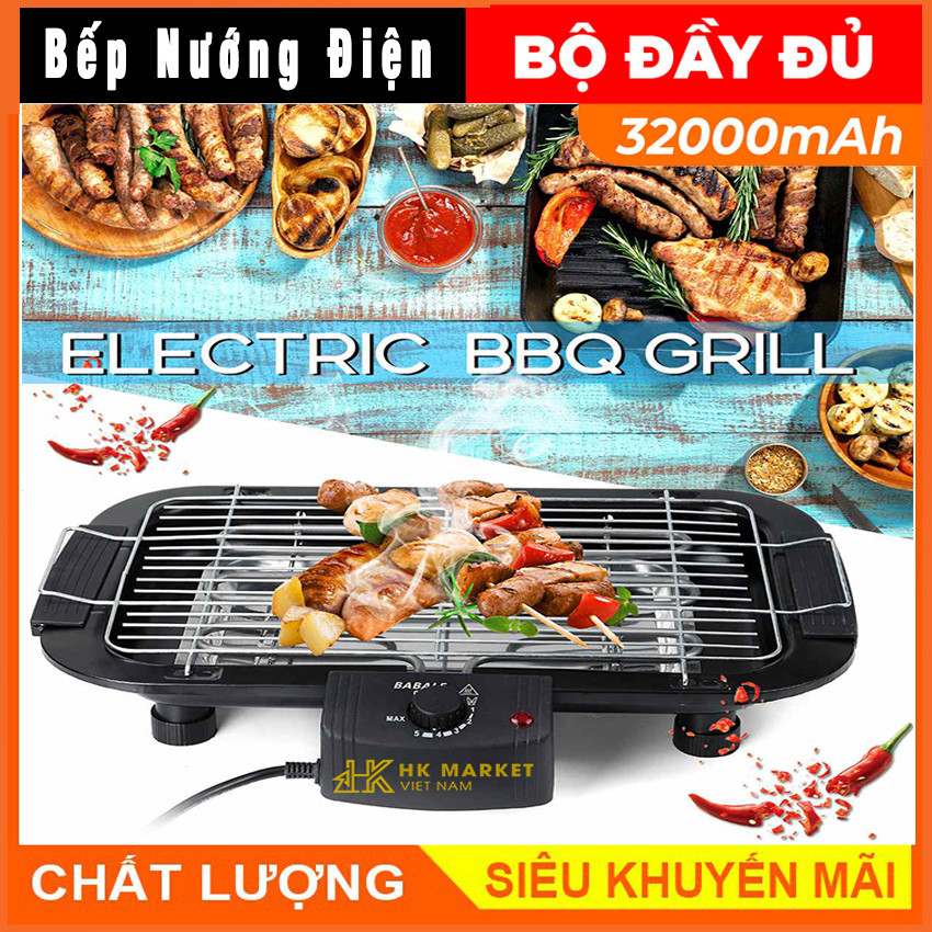 Bếp nướng điện không khói, Bếp nướng bbq làm party tại nhà,Bếp nướng điện đa năng công suất lớn 1500w cao cấp