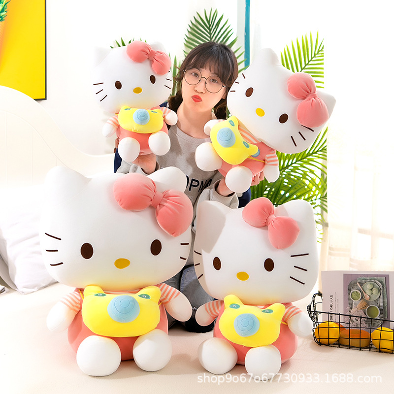 Gấu bông Mèo Kitty đeo máy ảnh siêu mịn - Quà tặng cực đáng yêu