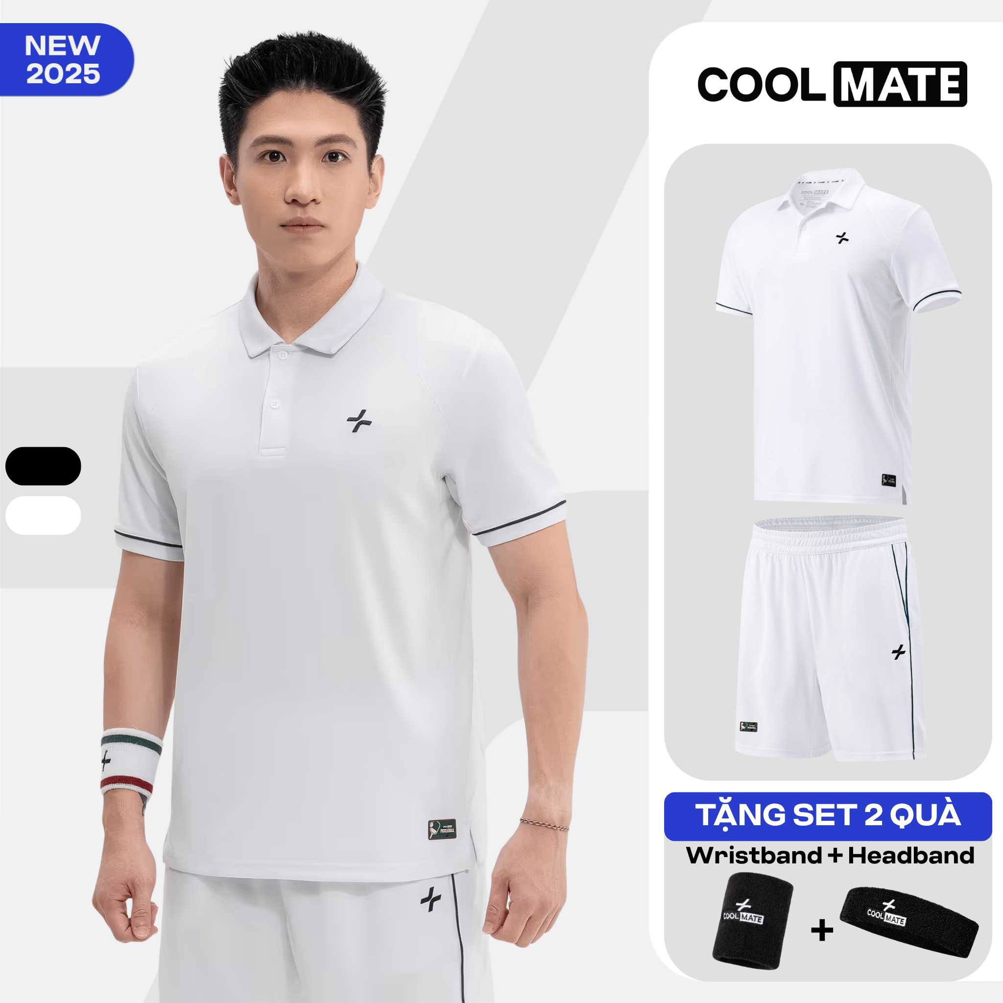   TẶNG WRISTBAND + HEADBAND Set đồ bộ thể thao nam Pickleball Áo Polo Exdry và Quần Dink Shot Essentials Nhanh khô,Thoáng Khí,Thấm hút Coolmate 