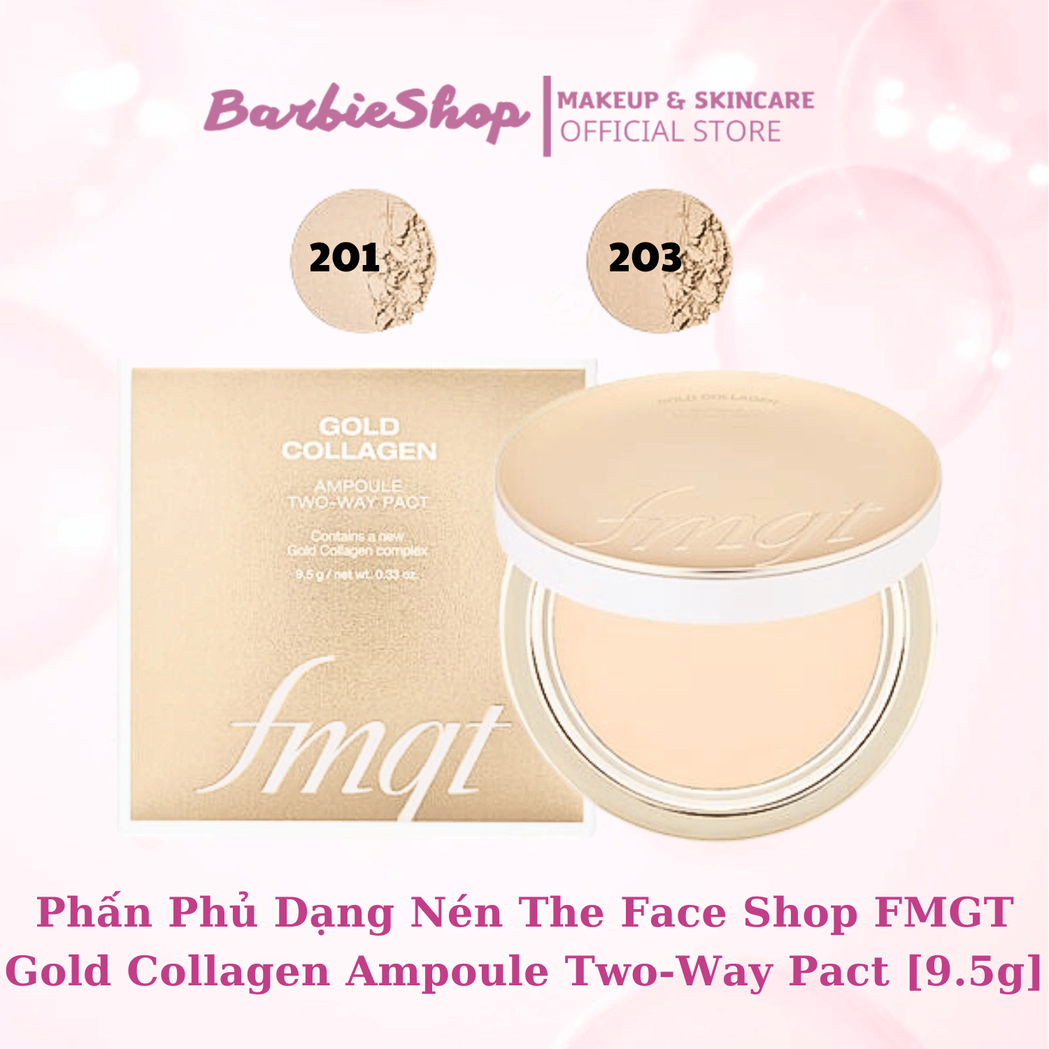 Phấn Phủ The Face Shop Gold Collagen Ampoule Two-Way Pact SPF 30 PA+++ [9.5g]