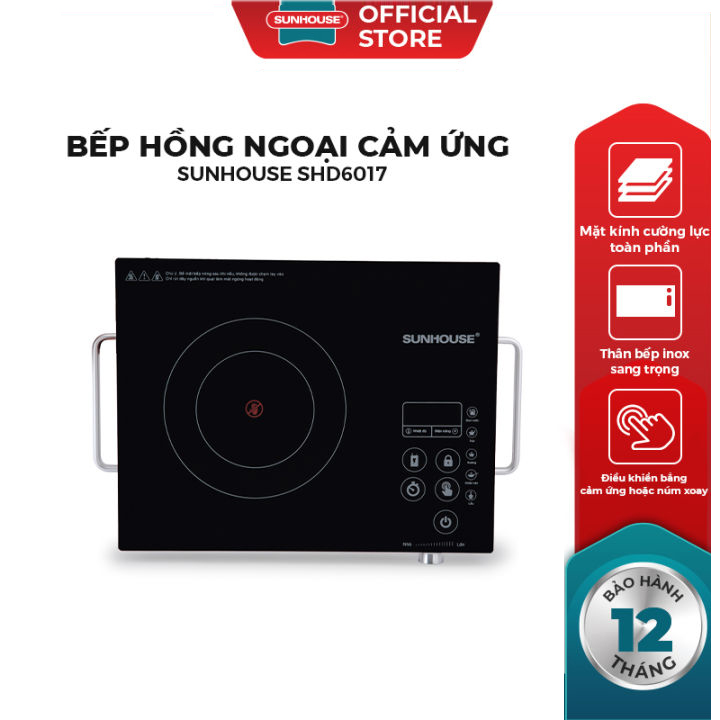 Bếp hồng ngoại cảm ứng sunhouse shd6017 - 2000w, tặng kèm vỉ nướng