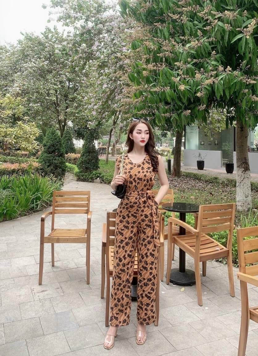 Jum quần dài họa tiết cột nơ eo áo cánh tiên cổ V #jumquandaicanhtien