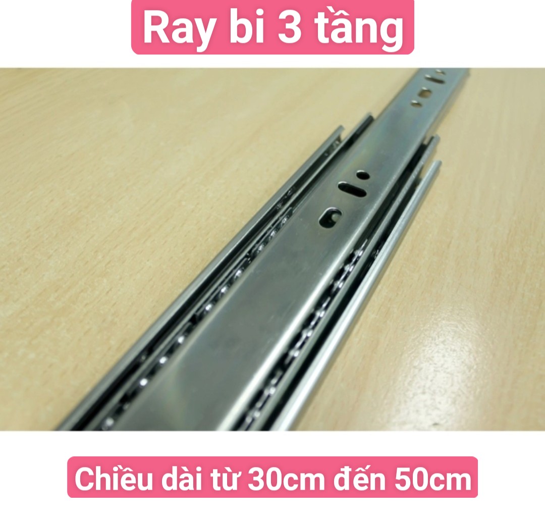 1 cặp 2 cái Thanh trượt bi 3 tầng, Ray trượt bi 3 tầng 30-35-40-45-50cm dùng cho ngăn kéo, bàn, tủ, kệ vi tính, ray bi cho hộc tủ, ray trượt 3 tầng hàng chắc chắn đẽ gắn - Dụng cụ cầm tay Nam