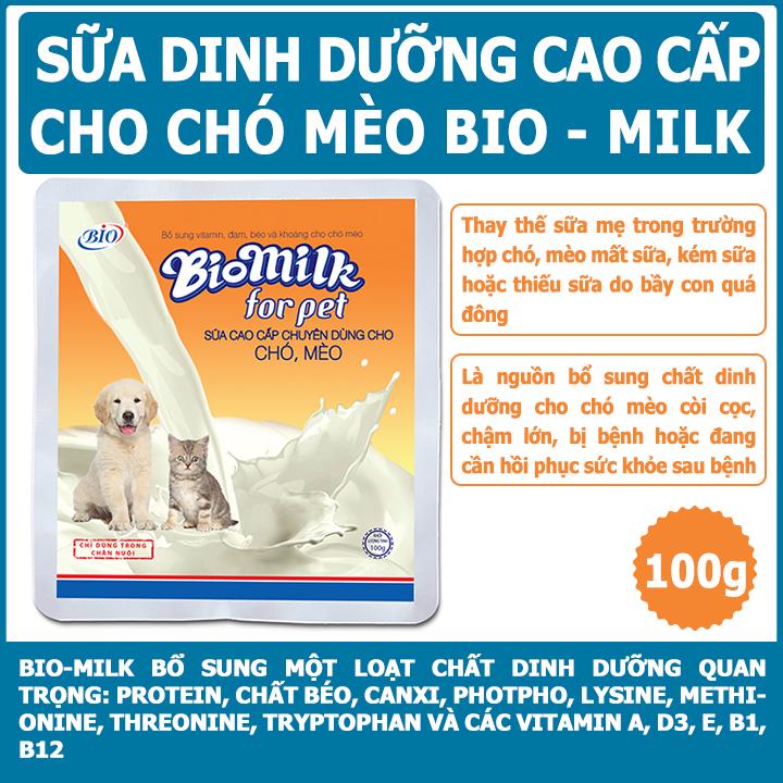 Sữa bột bio milk for pet cho chó mèo thú cưng - gói 100g