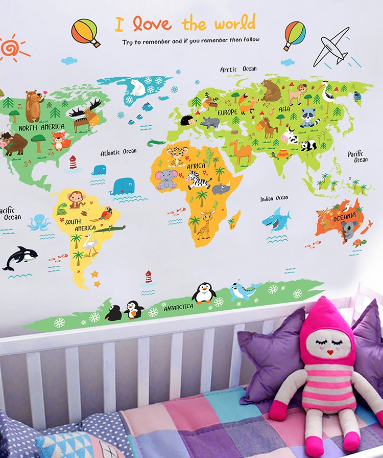 Decal dán tường Bé yêu thế giới - T17 - Kiddecals