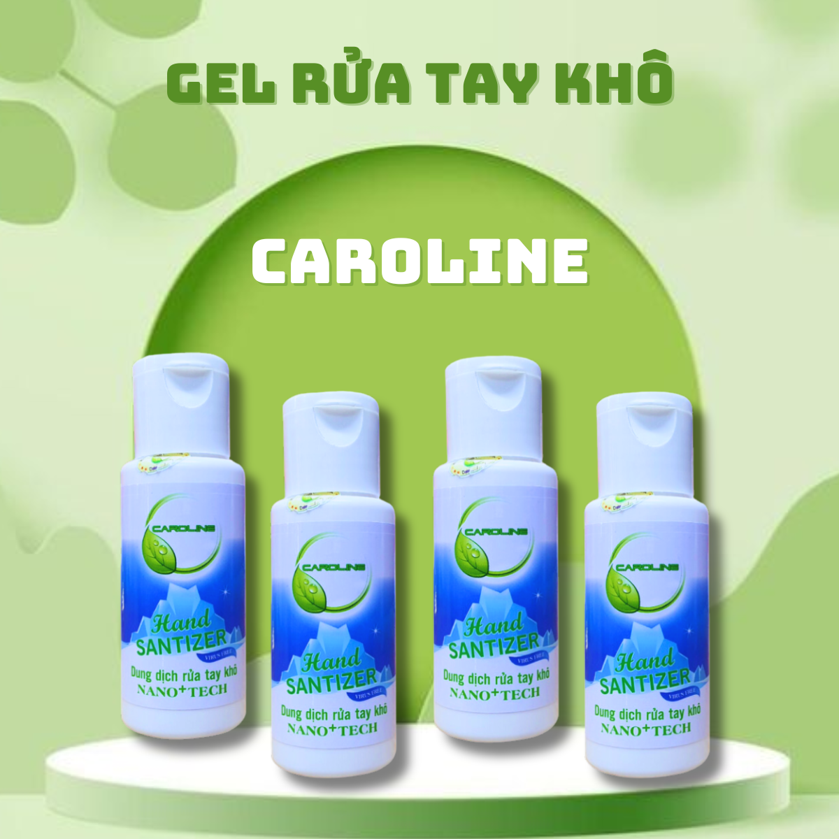 Gel rửa tay khô chính hãng, tiện dụng, diệt khuẩn lên tới 99,9% hương khuynh diệp Caroline 50ml