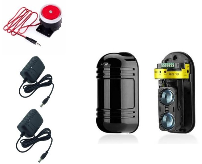 Hàng rào hồng ngoại chống trộm, Beam ABT-100 kèm 02 Nguồn 2V2A, 01 loa báo