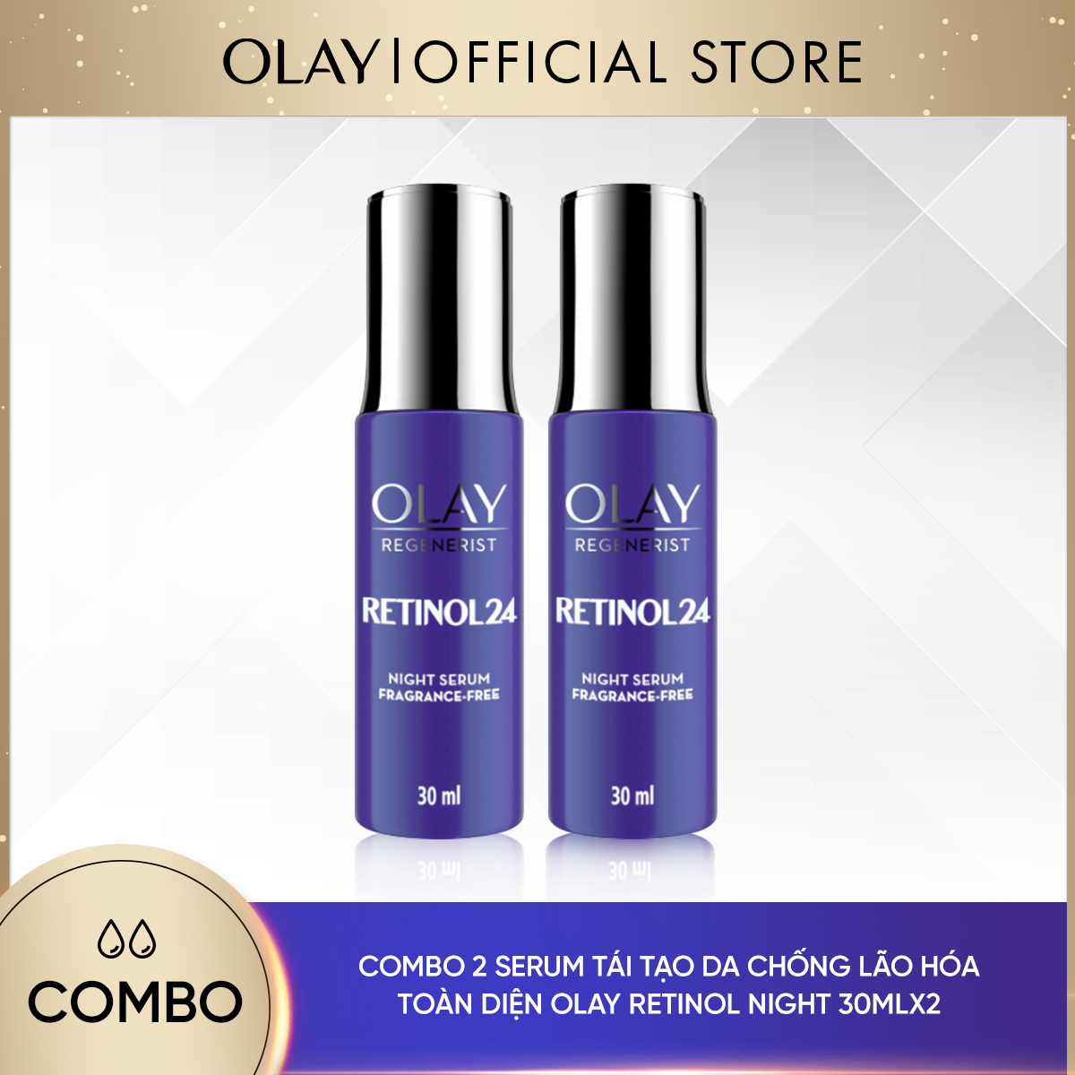 [25-30.11 DEAL SỐC ĐƠN 749K TẶNG 4 QUÀ] Combo 2 Tinh Chất - Serum OLAY Retinol Tái Tạo Da Và Chống Lão Hóa Toàn Diện 30mlx2 [Số lượng quà có hạn]