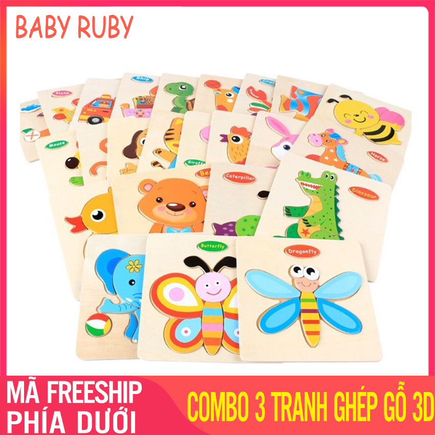 Tranh ghép gỗ 3d - cho bé từ 1-3 tuổi, chất liệu gỗ an toàn, có hình mẫu dưới tranh cho bé xếp - tranh ghép hình gỗ, đồ chơi ghép hình, tranh ghép hình cho bé, tranh ghép gỗ 3d, tranh xếp hình, tranh ghép hình 3d, bộ tranh ghép hình bằng gỗ - ba