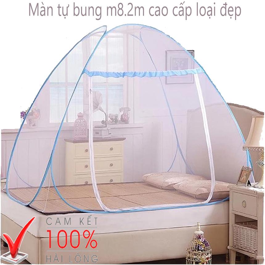 Mùng chụp, màn chụp, màn chụp tự bung , loai đẹp m8,2m có đáy, Chống muỗi tuyệt đối bởi ô đan rất nhỏ và rất tiện dụng cho mọi gia đình, màn có cửa khóa ra vào ,Cho bạn giấc ngủ ngon và thoải mái