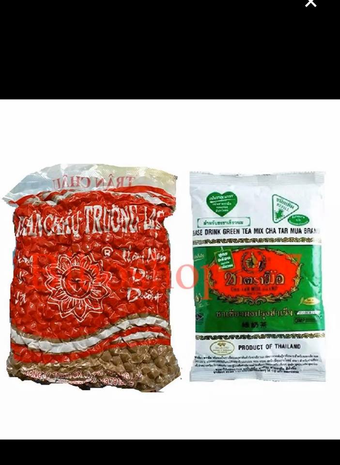 01 gói trà xanh thái lan 200g + 01 gói trân châu đen trường lạc 1kg hàng chuẩn