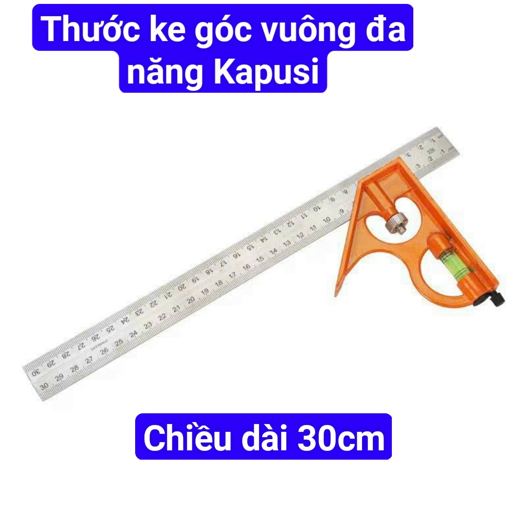 Thước ke góc vuông đa năng thương hiệu LS hoặc Kapusi Thước eke thủy chiều dài 300mm, chuyên dụng đo góc vuông, kết hợp nivo đo cân bằng, thước góc thuỷ - Cửa Hàng Nam