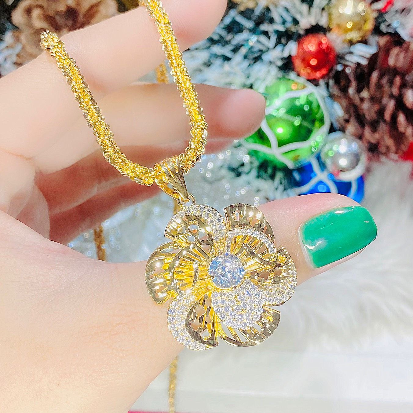 Dây chuyền vàng 24k, dây chuyền nữ thời trang cao cấp, dây chuyền nữ kim cương, dây chuyền bạc Ý 950, dây chuyền vàng non siêu cao cấp, dây chuyền đẹp, dây chuyền bạch kim vàng trắng Trang sức GADO DC1043 - CAM KẾT KHÔNG ĐEN