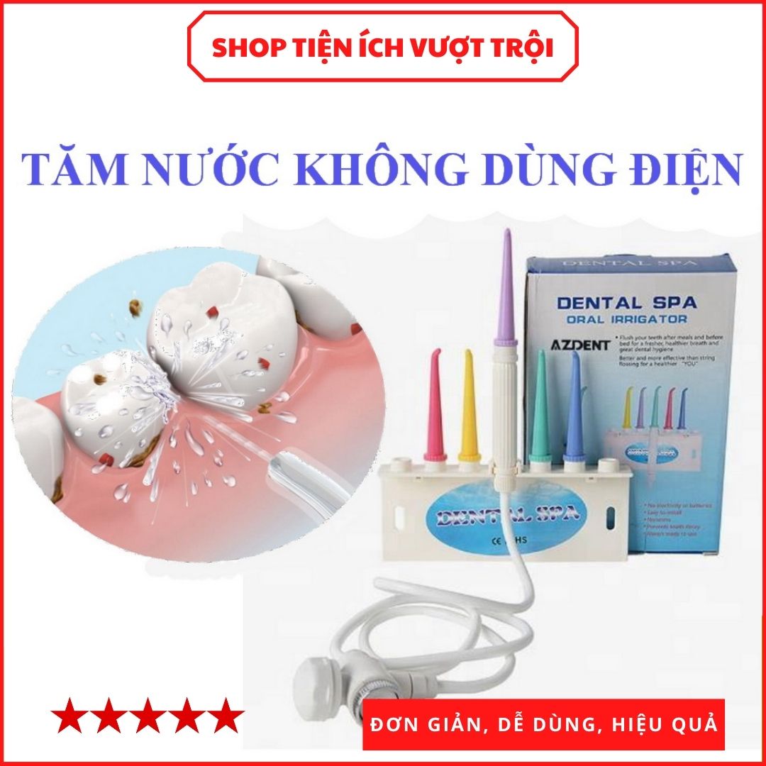 Tăm nước trực tiếp không dùng điện, 5 đầu tăm cho cả gia đình, máy xịt răng bằng nước, đơn giản vệ sinh răng nước-Shop Tiện Ích Vượt Trội