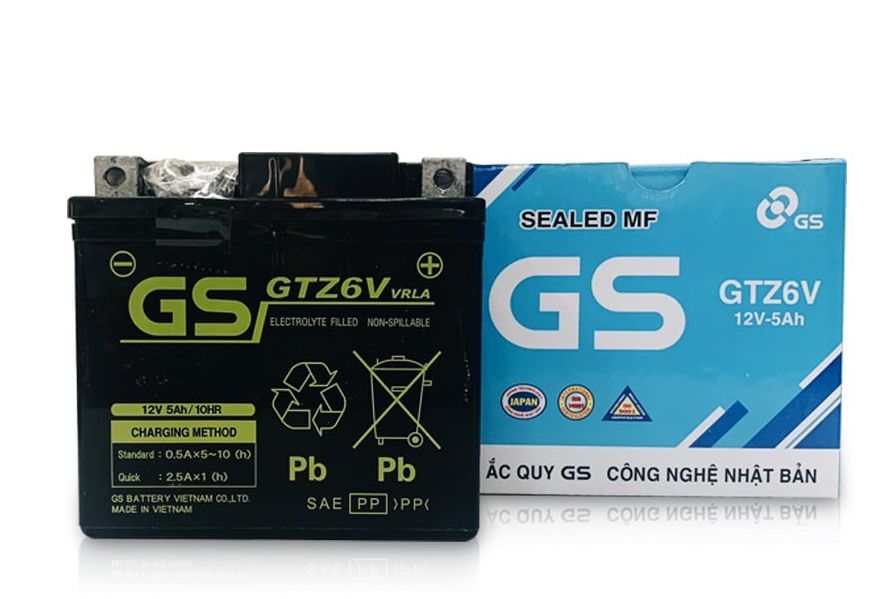 Ắc Quy GS GTZ6V(12V-5ah) Bảo hành 6 tháng.Xài cho xe Airblade,Vision,SH Việt nam,SH Mode.vv