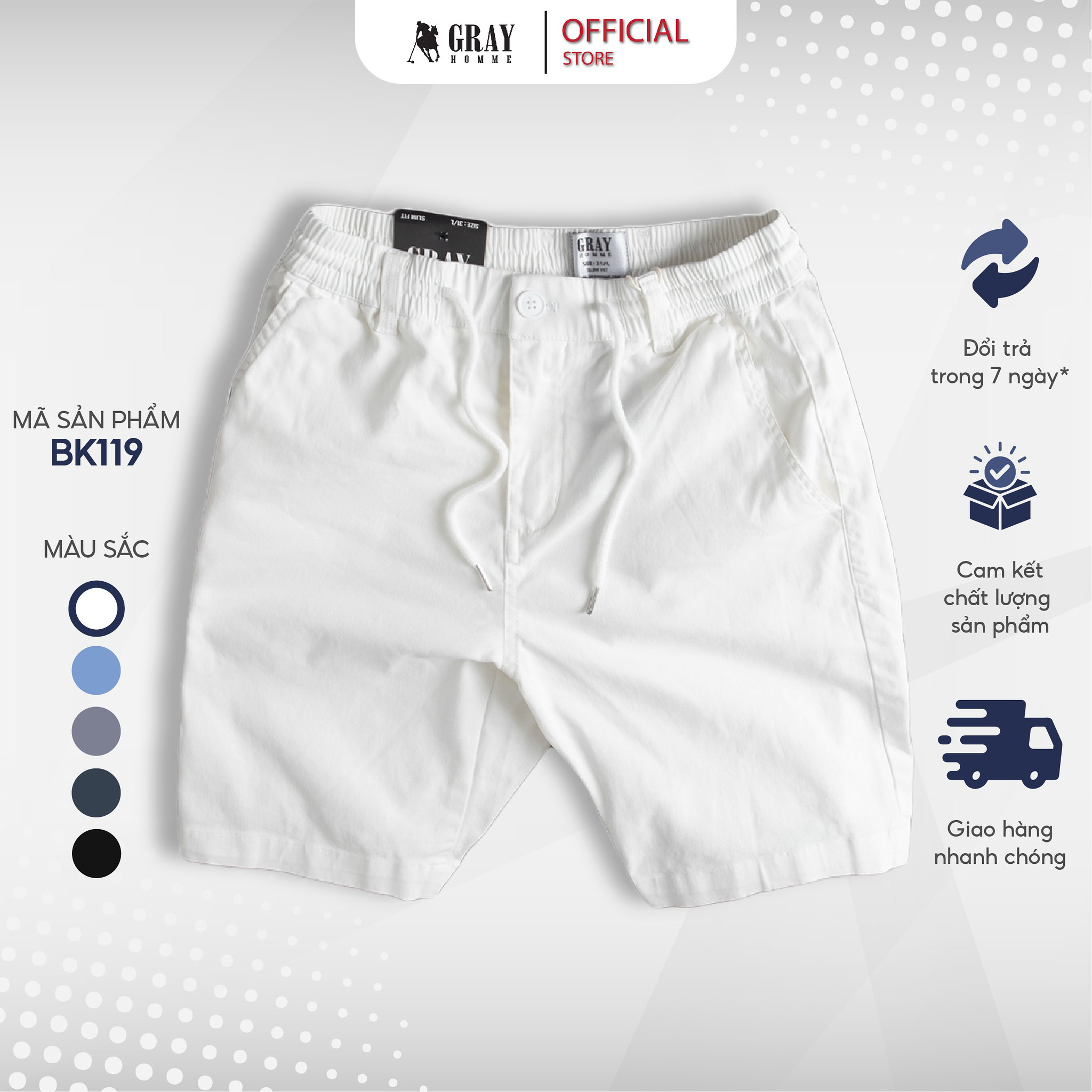 Quần Đùi Nam, Quần Short Nam Cạp Chun GRAYHOMME Trẻ Trung, Nam Tính, Mêm, Nhẹ, Thoáng (BK119)