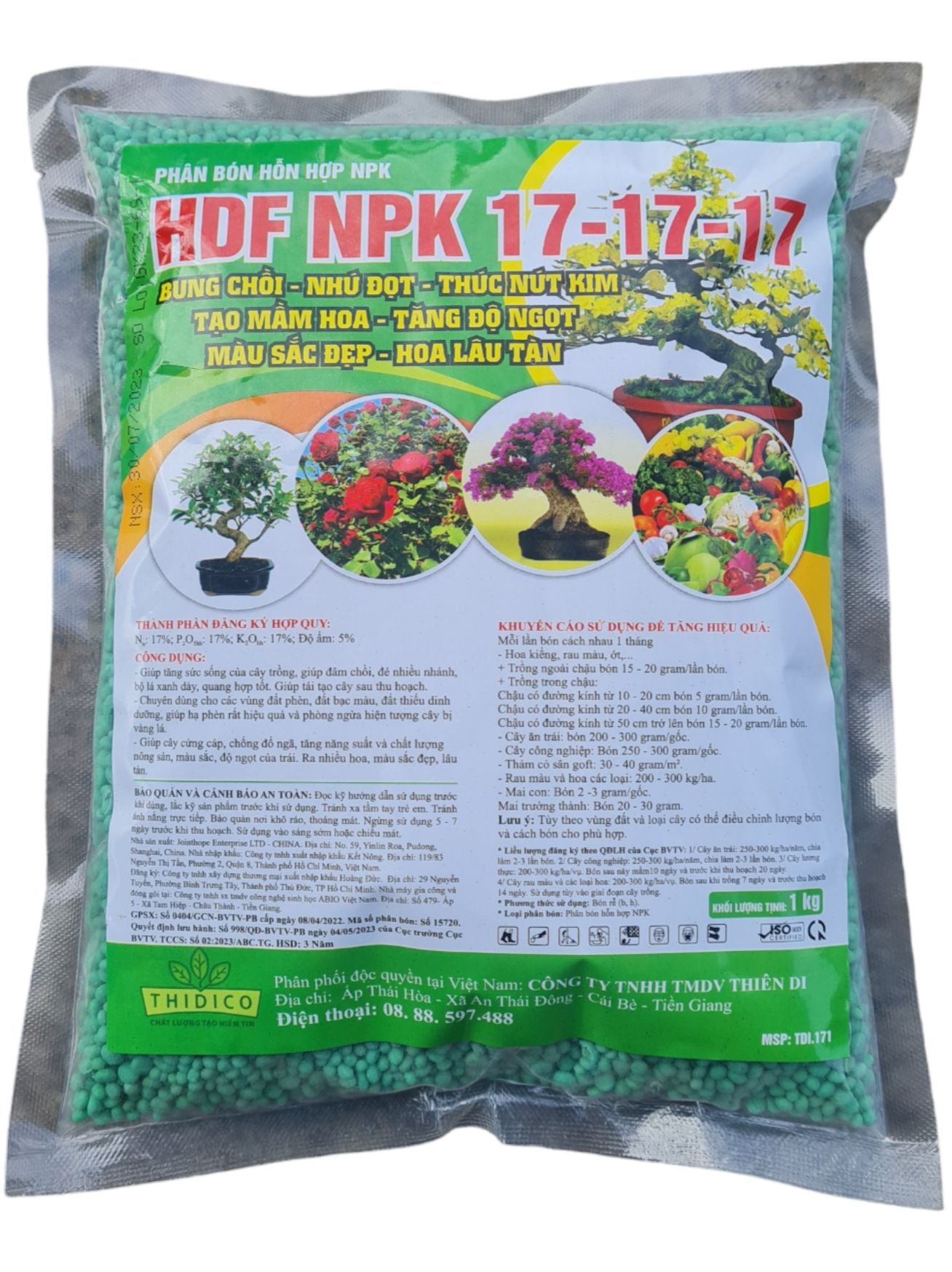 Phân bón NPK 17-17-17 kích nụ kim, tạo nụ hoa mai, giúp cây xanh tốt, tăng trưởng