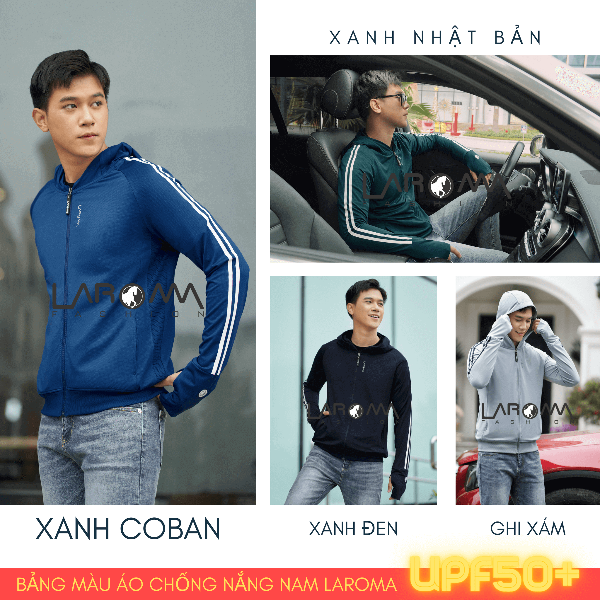 Áo chống nắng nam 2 Lớp Laroma UPF50+làm mát cơ khể, kháng khuẩn và khử mùi hôi