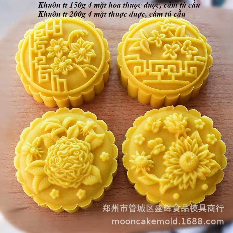 Khuôn trung thu 4 mặt hoa thược dược cẩm tú cầu 150g F8 2021