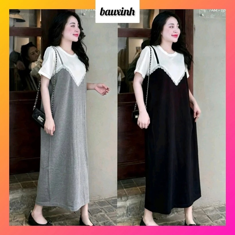 Váy Len bầu suông giả yếm 2s. Phom váy suông basic dễ mặc (Hàng QC)